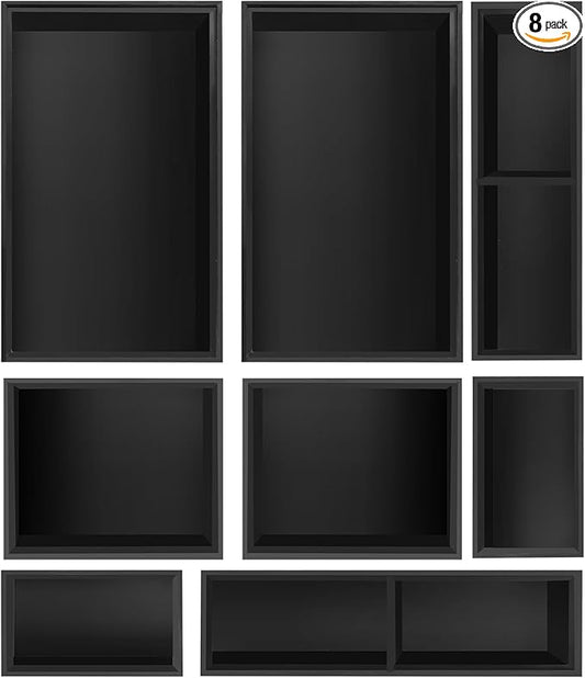 Bamboo Drawer Organizer Set, 8 PCS Multi-Use Wood Drawer Storage Boxes, Junk Drawer Organizer Divider Bins for Kitchen, Bathroom, Office Desk, Makeup, Jewelry, Utensils