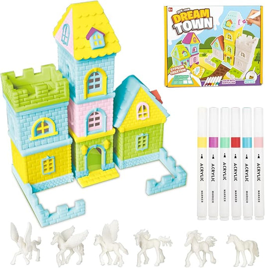 Arts and Crafts for Kids Ages 6-12, Build Color Your Own House, Painting Kit for Girl, Educational Toy Christmas Birthday Gift for Boys Girls