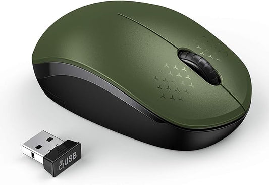 seenda Wireless Mouse, 2.4G Noiseless Mouse with USB Receiver Portable Computer Mice for PC, Tablet, Laptop, Notebook - Green & Black