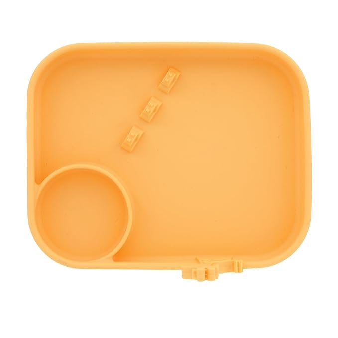 Nuby Animal Friend Silicone Rectangle Plate - Toddler Plate - 6+ Months - Yellow Giraffe Plate