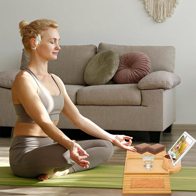 Couch Cup Holder - 3 in 1 Sofa Arm Tray with 360° Rotating Cup Holder & Phone Stand,Arm Chair Rest Table Fits Various of Large Width Couches Armrest,Anti-Slip Foldable Couch Tray for Drinks