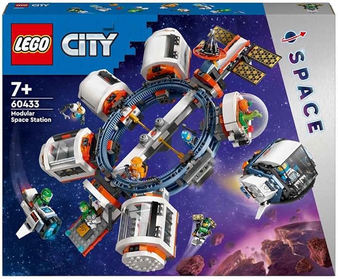 LEGO 60433 City Modulare Raumstation, 6 Astronauten, Raumkapselmodule Raumschiff