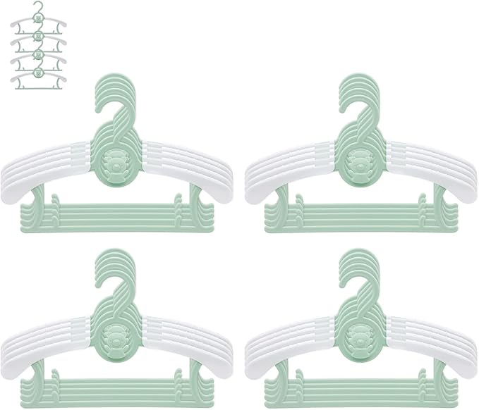 JSF Set of 20pcs Baby Hangers, Baby Hangers for Closet, Durable Non Slip Baby Hangers, 11-14" Baby Hangers for Closet, Green Hanger