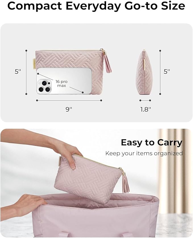BAGSMART Small Cosmetic Bag, Elegant Roomy Makeup Bags,lipstick pouch,Zipper Pouch,Great Gifts for Women,Travel Waterproof Toiletry Bag Accessories Organizer Gifts