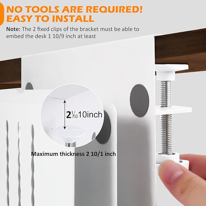 Desk Side Storage, 2 Tier Steel Hanging Organizer, No Drill Side Desk Organizer, Laptop Holder, with Pen Holder, For Office Supplies & Studio Essentials