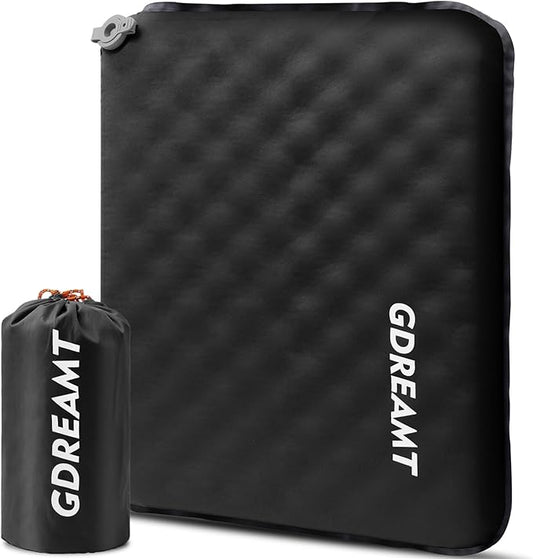 Inflatable Seat Cushion, Self-Inflating Memory Foam Stadium Seats Cushion Portable Camping Air-Foam Sitting Pad for Travel Airplane Car Bleachers Backpacking Office, Lightweight & Compact