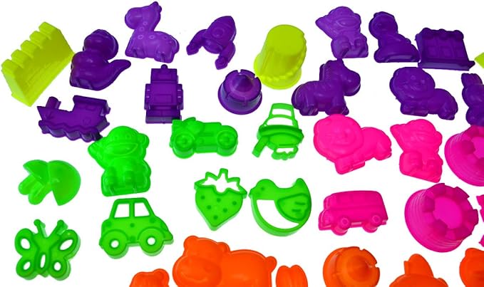 50 Piece Deluxe Sand Molds Set - Safari Animals, Mini Castles and Geometric Shapes (Sand not Included) Any Molding Sand