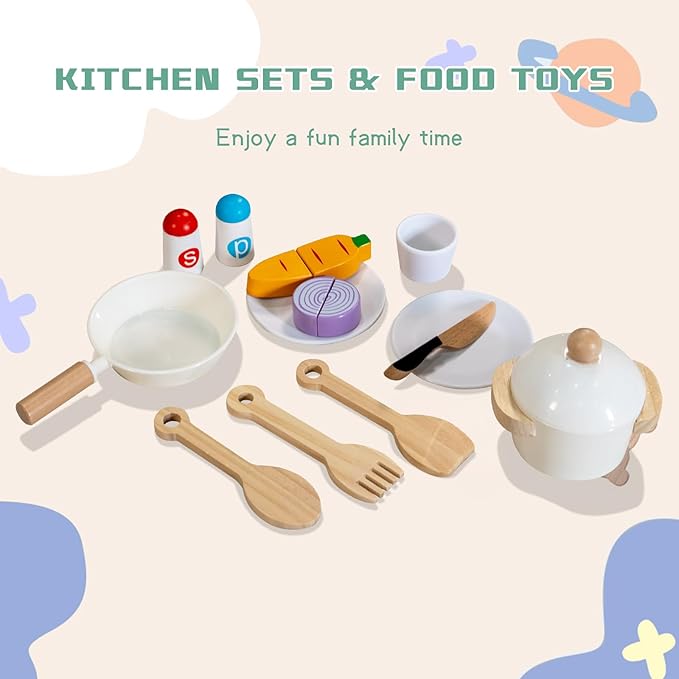 Garsing Play Kitchen for Kids Toddlers with Sounds, Wooden Kids Kitchen Playset with Realistic Features, Modern Toy Kitchen Sets with Storage and Accessories for Boys Girls, Age 3+, Green