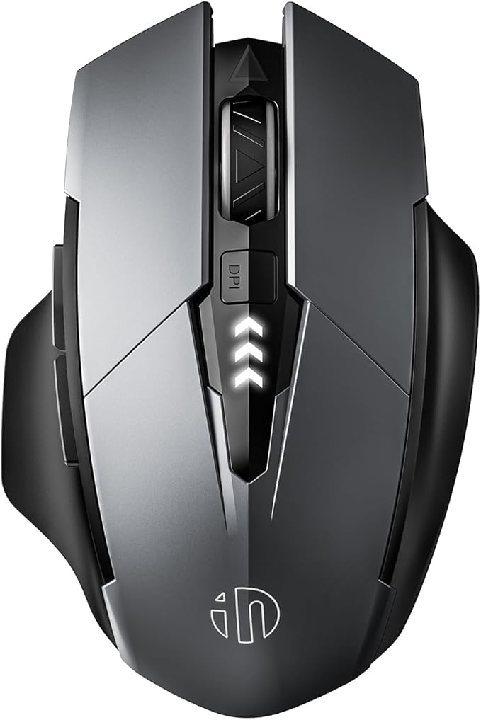 INPHIC Bluetooth Mouse Wireless, Tri-Mode, Upgraded Visible Battery, 2400 DPI, Silent Ergonomic Computer Mice, Mac, PC etc.-Gray