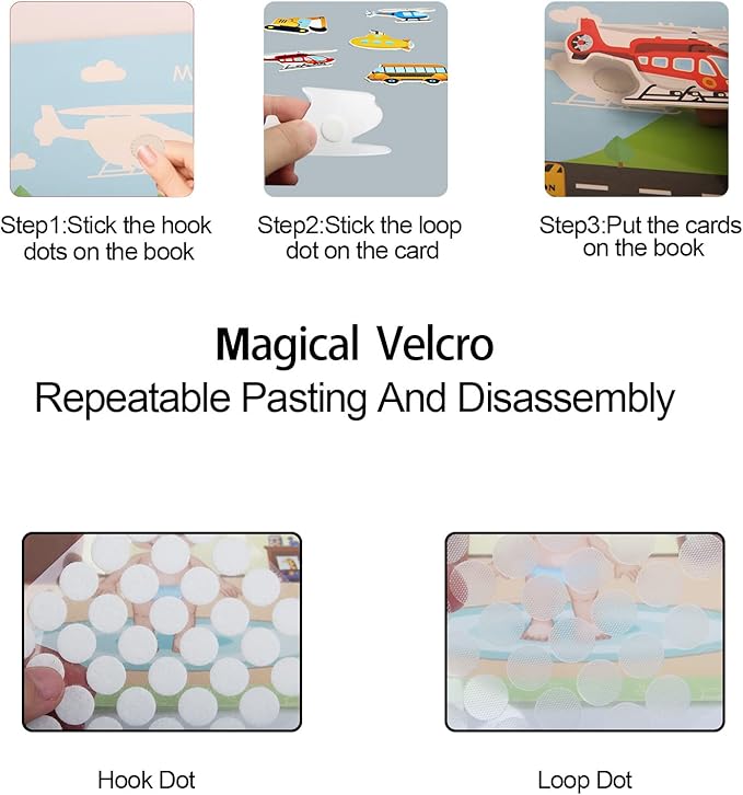 Preschool Montessori Toys for Toddlers, Vehicle Busy Book Learning Toys for Kids Toddlers Preschool Learning Activities, Autism Sensory Educational Toys for Boys & Girls Christmas Birthday Gifts