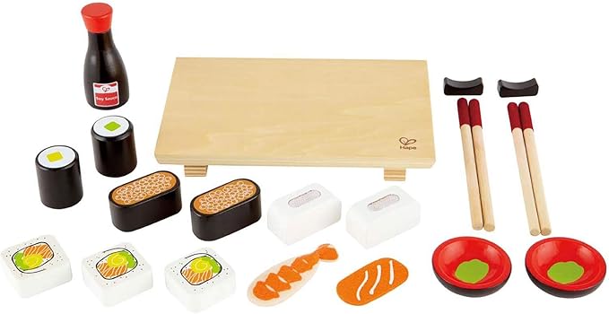 Hape Wooden Sushi Selection Set| Pretend Realistic Role Play Food Toys for Kids