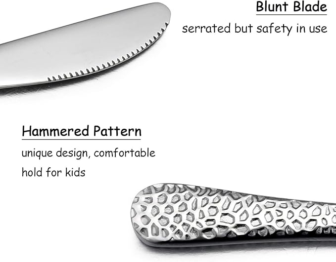 HaWare 9-Piece Toddler Kids Silverware Flatware Set, Stainless Steel Hammered(Adult Look) Preschooler Eating Utensils, Adult Diet Tableware, Includes 3 Spoons 3 Forks 3 Butter Knives, Dishwasher Safe