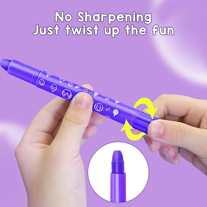 DreamCandy Twist Crayons for Toddlers,12 Colors Non Toxic Washable Crayons for Kids,Art Supplies Drawing Coloring Crayon Set,Gift for Boys and Girls,Back to School,Stocking Stuffers