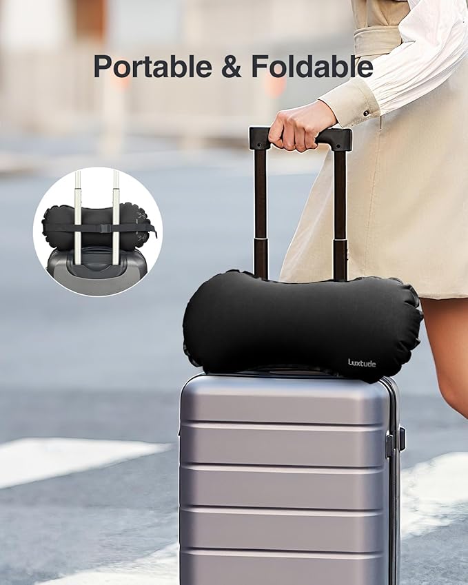 Luxtude Inflatable Lumbar Pillow for Airplane Travel, Lumbar Support Pillow for Office Chair/Car, Self-Inflating Travel Airplane Pillows, Back Support Pillows for Reducing Back/Neck Pain
