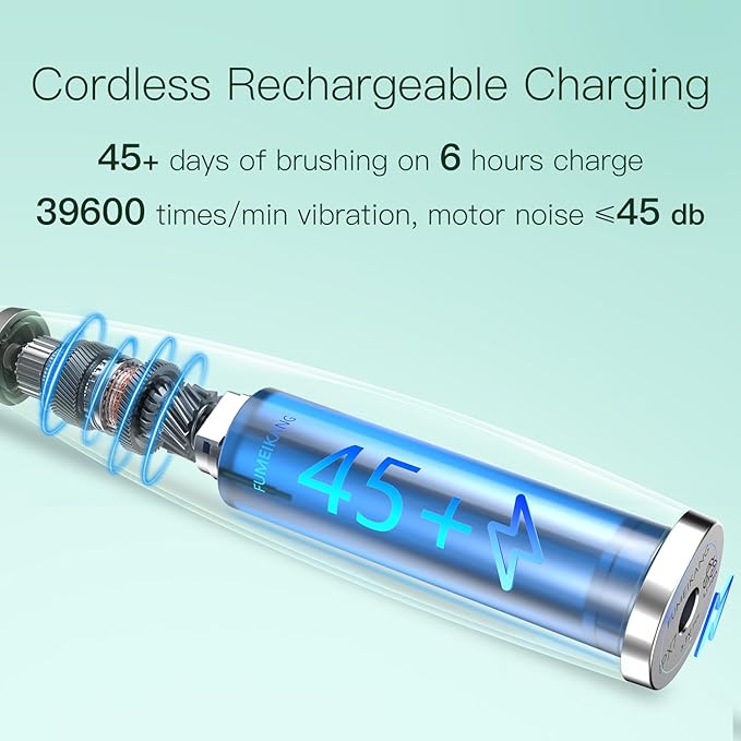 Kids Electric Toothbrushes Sonic Rechargeable Tooth Brush Gifts for Boys and Girls Smart Timer Power Toothbrush - Blue 3 4 5 6 7 8 9 10 11 12 (Mint)