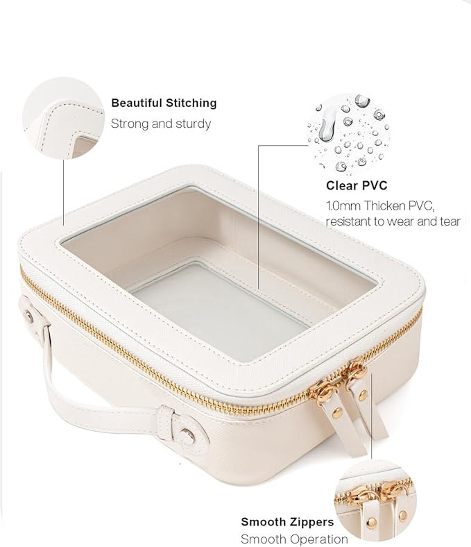 FFpaw Travel Clear Makeup Bag Set, TSA Approved Cosmetic Bag Case with Zipper Portable Makeup Pouch Toiletry Bag Women Traveling Cosmetic Organizer Storage Bag Car Organizer Car Essentials for Women