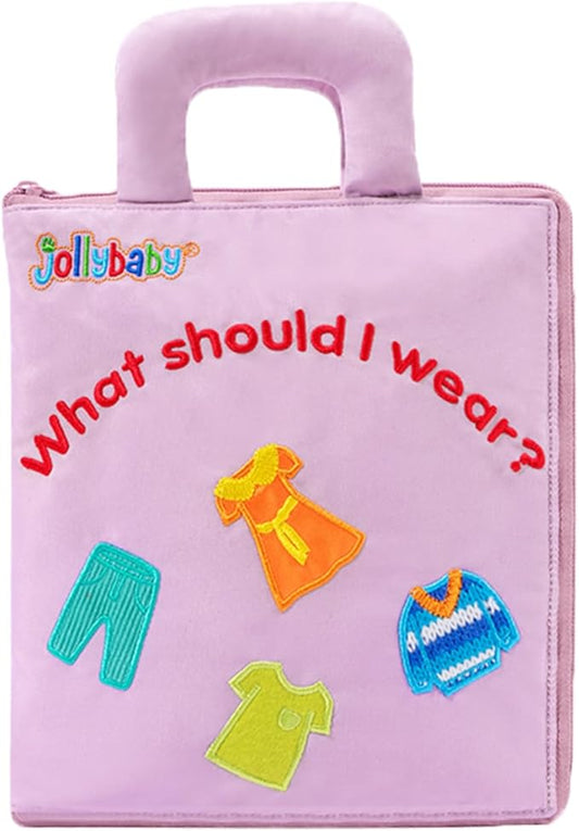 Jollybaby Quiet Book for Kids, Toddler Travel Toys Felt Busy Book Preschool Learning Montessori Toddler Quiet Book 10 Page Activity Book for 2 3 4 Year Old Girls(Purple)