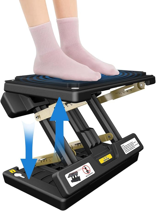 Foldable Foot Rest, Computer Foot Rest Under Desk, 12Modes Adjustable Ergonomic for Office, Loading Capacity 80 pounds, Removable EVA Cushion, Black