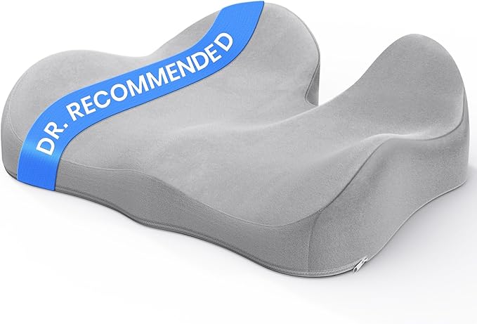 Benazcap Seat Cushion - Memory Foam Car Seat Pad - Sciatica & Lower Back Pain Relief - Car Seat Cushions for Driving - Road Trip Essentials for Drivers, Grey