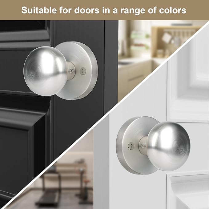 Dummy Door Knobs Interior, Satin Nickel Door Knobs, Vintage Non-Locking Inactive Door Handle for Closet and Bifold, 2 Pack