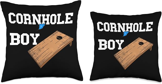 Boy Toss Game Lover Cornhole Board Throw Pillow, 18x18, Multicolor