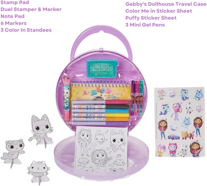 Gabby’s Dollhouse Coloring & Sticker Activity Set for Kids with Travel Carrying Case