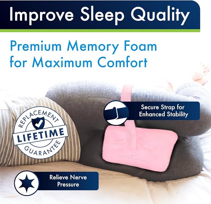 Sports Medica Doctor Developed Knee Pillow for Side Sleepers - Washable Cover Memory Foam Leg Pillow for Side Sleeping, Lower Back & Sciatica Pain Relief - Spine Alignment - Between Knee Hip Cushion