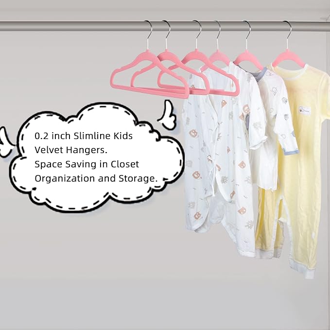 GoodtoU Kids Velvet Hangers,30 Pack Baby Hangers for Closet Non Slip Velvet Clothes Hangers Coat Hangers for Toddler Children Infant Hanger (Pink 30Pack)