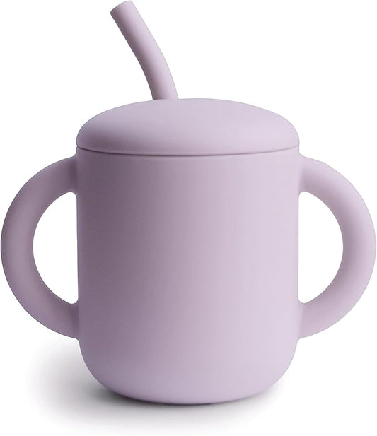mushie 100% Silicone Training Cup & Straw for Toddlers | 6 Months+ (Soft Lilac)