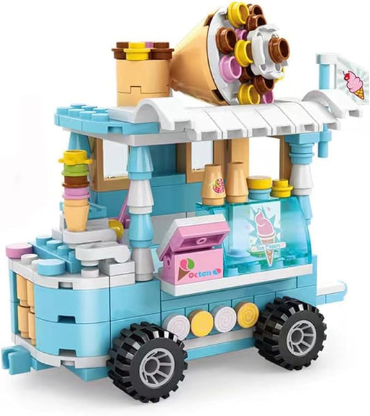 Girls Building Blocks Toys 184 Pieces Ice Cream Truck Set Toys for Girls Models Pink Building Bricks Toys STEM Toys Construction Play Set for Kids Best Gifts for Girls Age 6-12 and Up