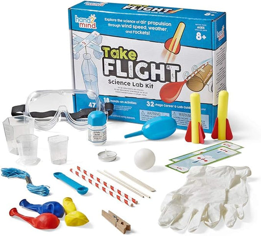 hand2mind Take Flight Science Kit, Toy Rocket Launcher for Kids Ages 8-12, Rocket Kit, Science Kits & Toys, Air Rocket Launcher Kids, 18 Science Experiments, Career & Lab Guide, STEM Toy, Kids Rocket