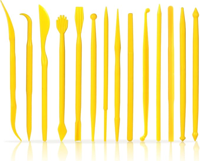 14pcs Plastic Clay Tools for Kids, Double-Ended Polymer Clay Tool Set Modeling Clay Sculpting Tools for Pottery Sculpture Ceramics Artwork Crafts