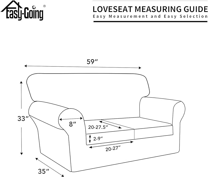 Easy-Going 100% Dual Waterproof Loveseat Cover Stretch Soft Couch Cover for Dogs, Sofa Slipcover for 2 Separate Cushion Couch Leakproof Furniture Protector for Kids, Pets Navy