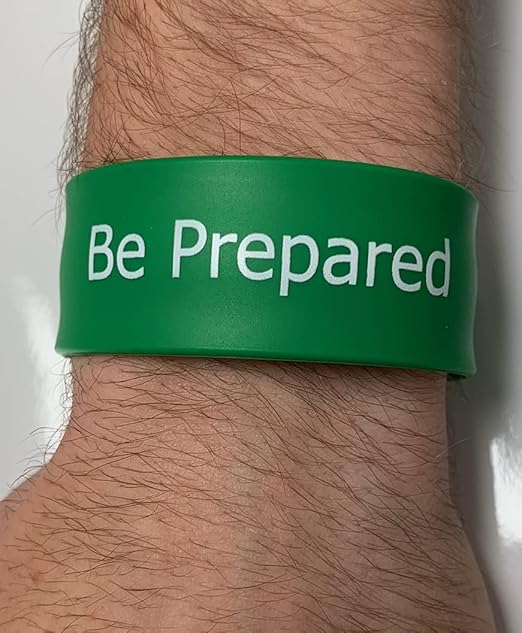 Boy Scout Be Prepared Green Ruler Slap Band: Pack of 6 - Great Item for Scout Dens, Favors, Gift, Prize, Fun Items, Accessories, Fidget Bracelet.