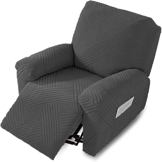 NORTHERN BROTHERS Oversized Recliner Cover - Lazy Boy Recliner Covers That Stay in Place, 4 Pieces Large Recliner Chair Covers 1 Seater, Dark Gray