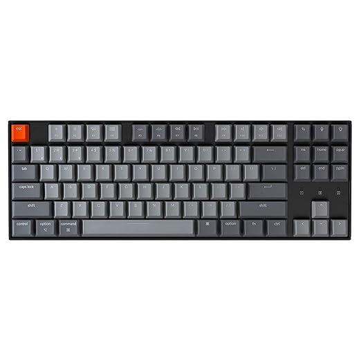 Keychron K8 Tenkeyless Wireless Mechanical Keyboard for Mac, RGB Backlight, Bluetooth, Multitasking, Type-C Wired Gaming Keyboard for Windows with Gateron G Pro Red Switch