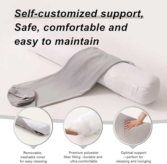 Cuddle Pillow – Body Pillow for Adults, Long Bolster Pillow for Bed, Soft & Supportive for Restful Sleep,47.24 x 7.87 Inches,Zinc Gray