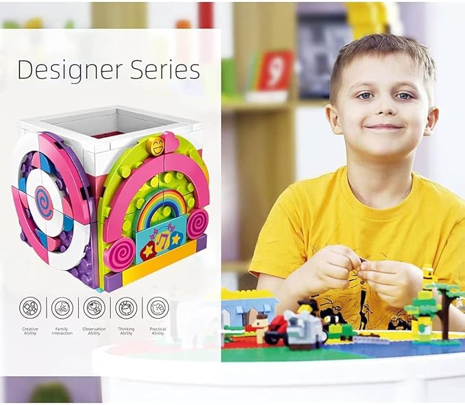 SIENON Dots Rainbow Pencil Holder, DIY Creative Craft Decorations Kit, Bricks Pen Holder, Building Blocks Pencil Jewelry Organizer Box, Fun Craft Kit Dots Construction Toys for Birthday Christmas Gift