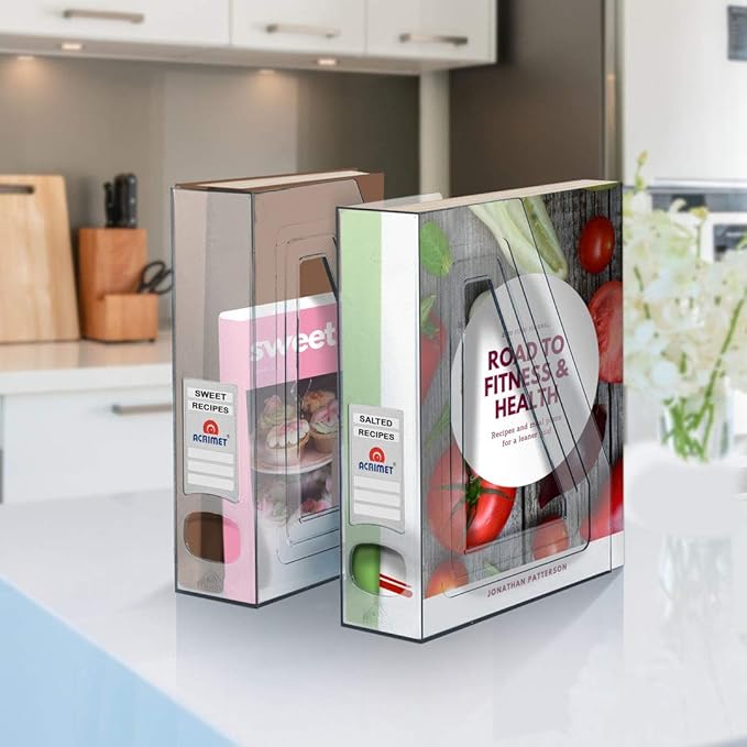 Acrimet Magazine File Holder – Vertical Rack for Documents, Folders and Mail, Durable Plastic Desk Organizer for Office & Home, Clear Crystal (2 Pack)