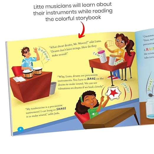 hand2mind Science Kit Music Maker, STEM Activities for Kids Ages 5-7, STEM Toys, Kids Storybook, Pan Flute, Ocean Drum, and Box Guitar, 10 at Home Science Experiments for Kids