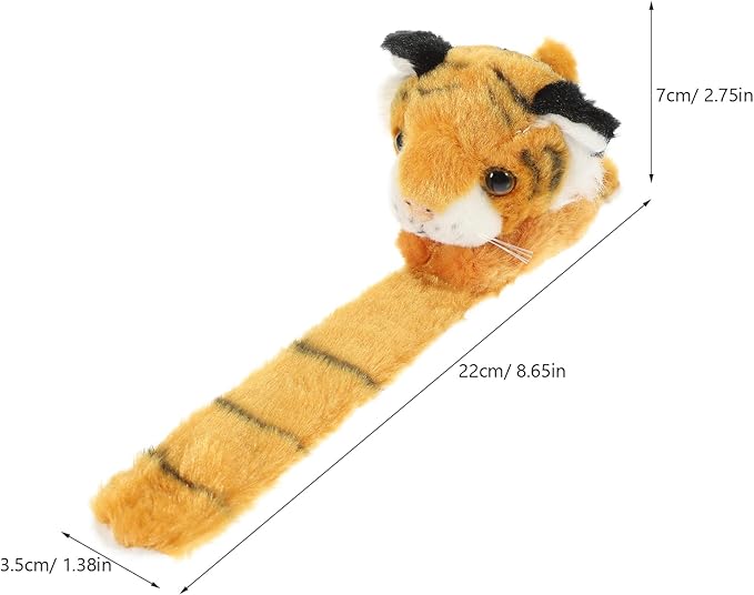 Kisangel 1pc Slap Bracelets Huggables Plush Animals Slap Band Wrist Huggers Animals for Kids Birthday Party Supply(Brown Tiger)