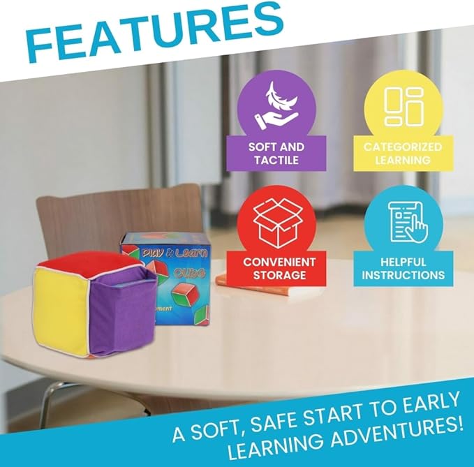 Play and Learn Cube roll Play Game for Toddlers 1st Learning Game Teaches Colors and Numbers Emotions Language roll Cube Pick Card and Have Fun Games