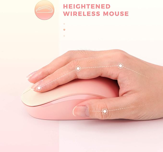 seenda Wireless Mouse, 2.4G Noiseless Mouse with USB Receiver Portable Computer Mice for PC, Tablet, Laptop, Notebook with Windows System - Gradient Pink