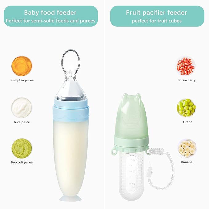 Termichy Baby Food Dispensing Spoon: Squeeze Feeder Dispenser for Baby - Self Feeding Bottle Spoon