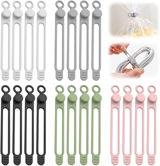 Data Cable Organizer, 2025 New Silicone Cable Ties Reusable Cable Management Organizer for Bundling and Fastening Cable Cords Wires (20)