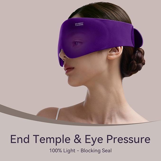 EVERY THINK Ultimate Comfort Sleep Mask for Side Sleepers - 3D Zero Pressure & 100% Light Blocking Eye Mask for Sleeping, Adjustable & Breathable for Women Men, Travel Essentials (Purple)