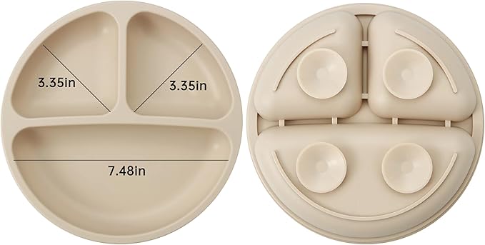 PandaEar Silicone Baby Feeding Set| 2 Pack Silicone Divided Suction Plate and 2 Pack Tiny Cup with 2 Spoons 2 Forks| Baby Led Weaning Supplies Self Feeding Eating Utensils (Silverware Set)
