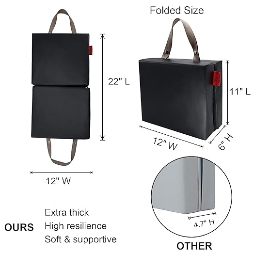 Extra Thick Soft Kneeling Pad for Men and Women, Waterproof Gardening Pads with Memory Foam, Yoga or Exercise Cleaning Knee Cushion, Collapsible Kneeling Mat Non-Slip Bottom, Garden Gifts Black