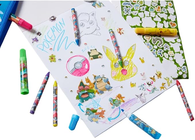 Innovative Designs Pokemon Kids Coloring Art and Sticker Set, 30 Pcs. & Craft Supplies with Pencil Case
