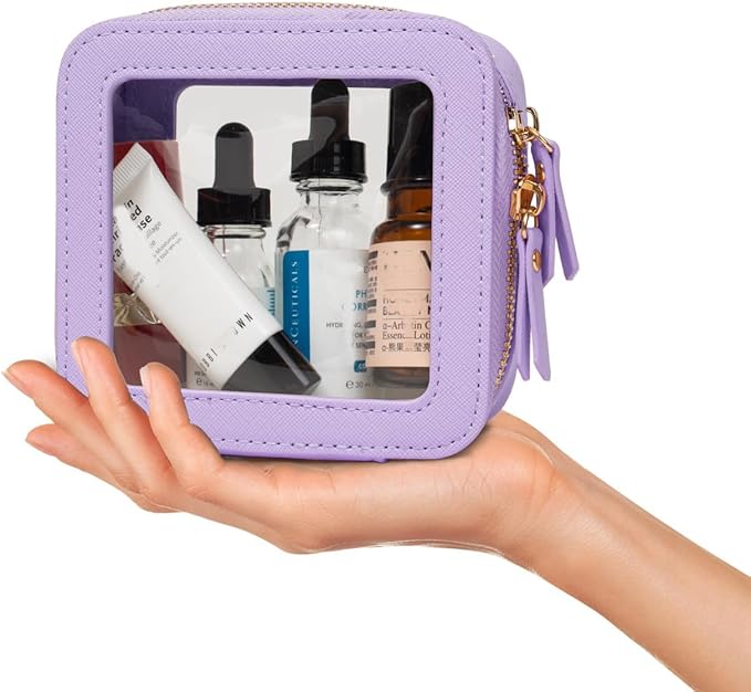 FFpaw Travel Clear Makeup Bag Set, TSA Approved Cosmetic Bag Case with Zipper Portable Makeup Pouch Toiletry Bag Women Traveling Cosmetic Organizer Storage Bag Car Organizer Car Essentials for Women